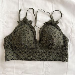Cherish Lace Padded Bralette - Olive Green - **NWOT**
